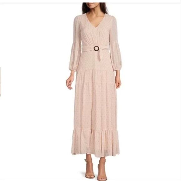 Taylor Pink Light Polka Dot Maxi Dress - Picture 1 of 6
